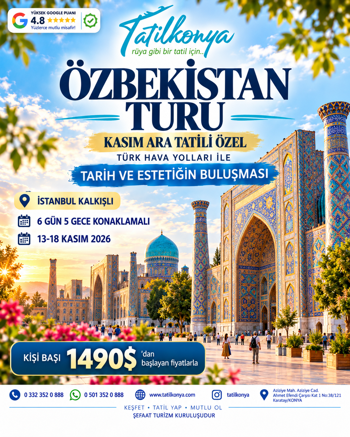 İSTANBUL HAVALİMANI KALKIŞLI KASIM ARA TATİLİNE ÖZEL ÖZBEKİSTAN TURU